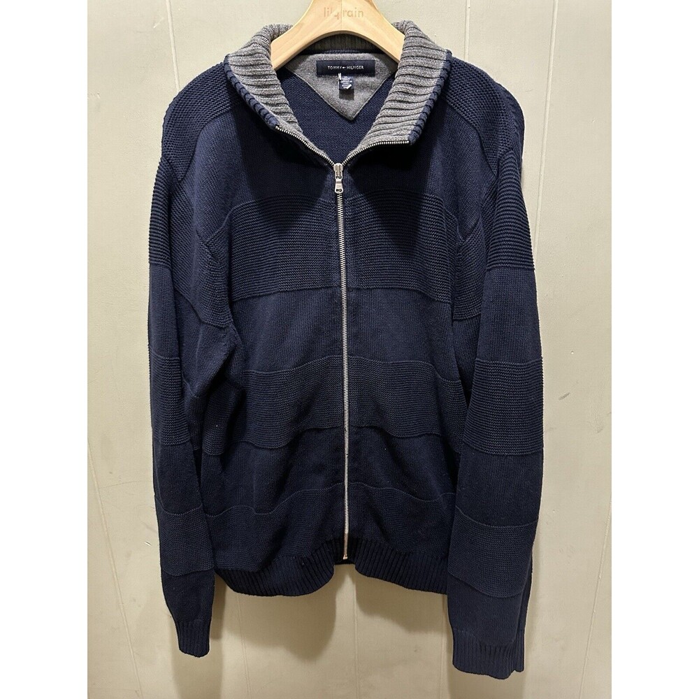 Tommy Hilfiger Sweater Adult XLarge Dark Blue Outdoor Full Zip Sweatshirt Mens
